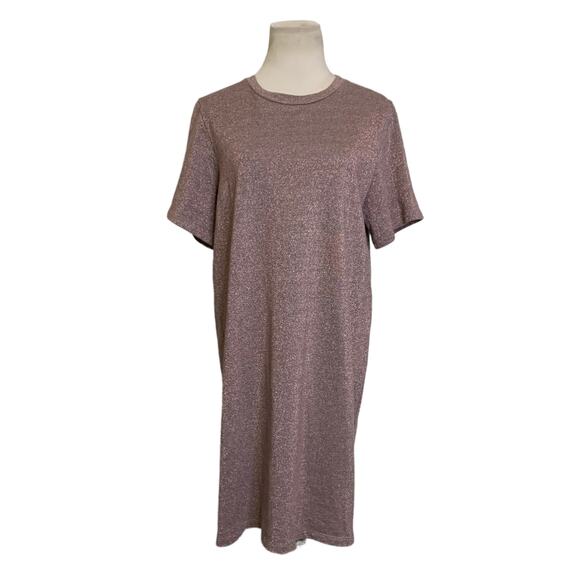 COS Shimmery pink short sleeves t-shirt mini dress size Medium - Picture 14 of 14